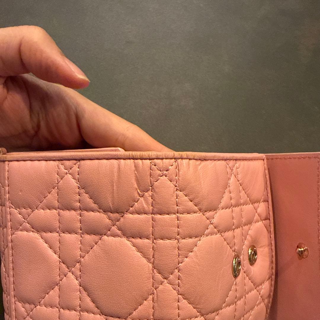 Dior 三つ折り　財布　ピンク
