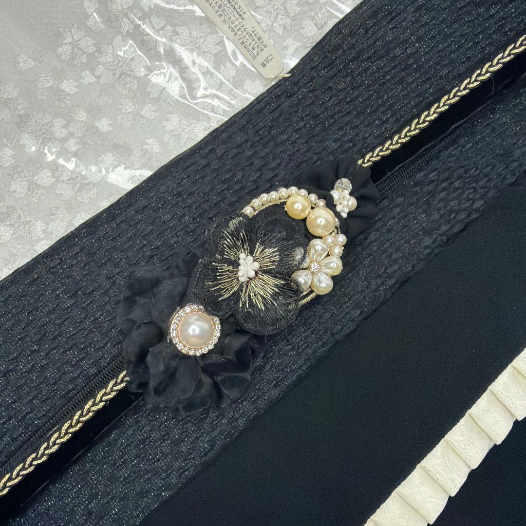 新品　振袖用　2026年モデル　黒　帯締め　帯揚げ　半襟　重ね襟　セット