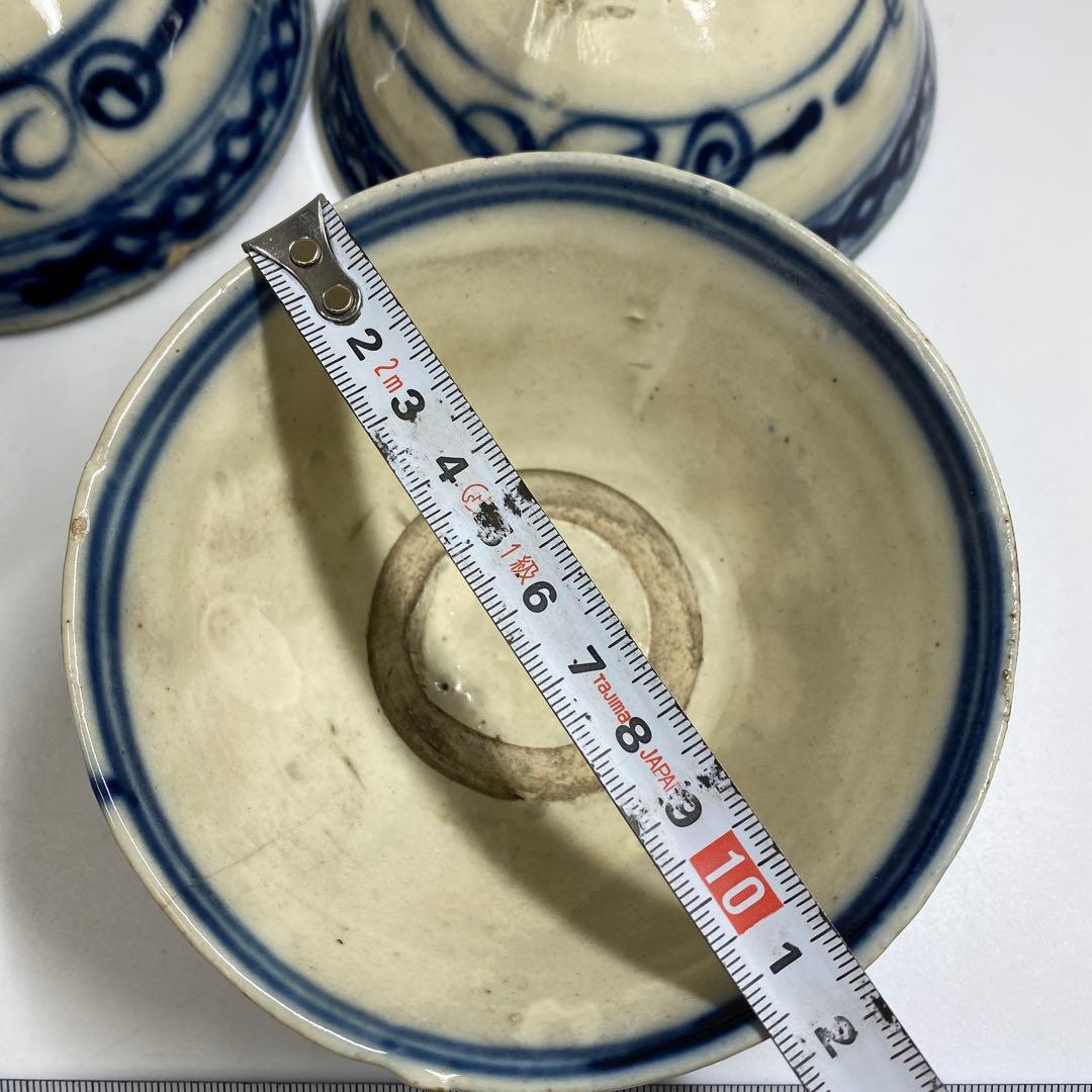 中国清朝時代　青花小鉢4客　口径約12㎝　東Y7-0403⑥タニト