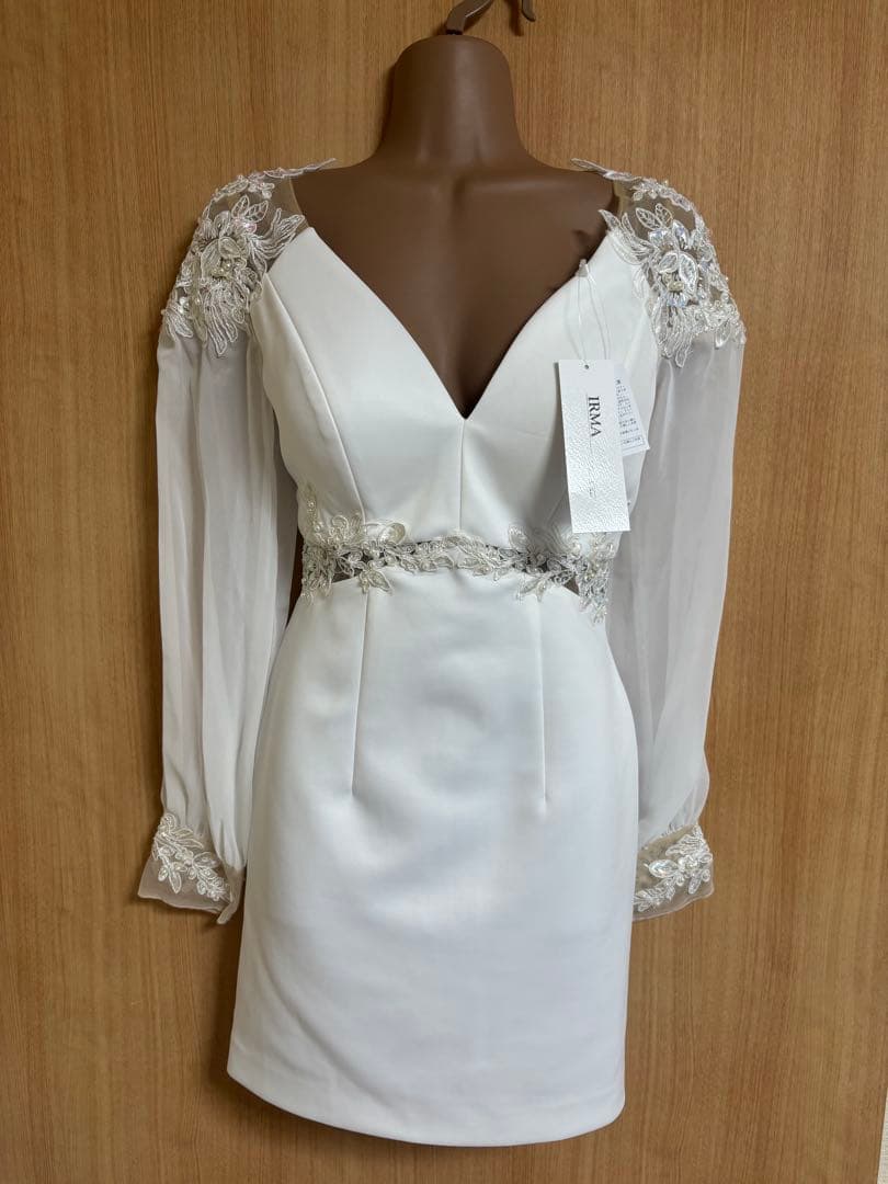 25782＊IRMA＊バックフラワー刺繍ロングスリーブドレスwhM