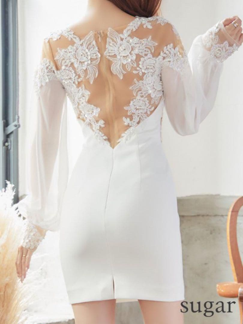 25782＊IRMA＊バックフラワー刺繍ロングスリーブドレスwhM