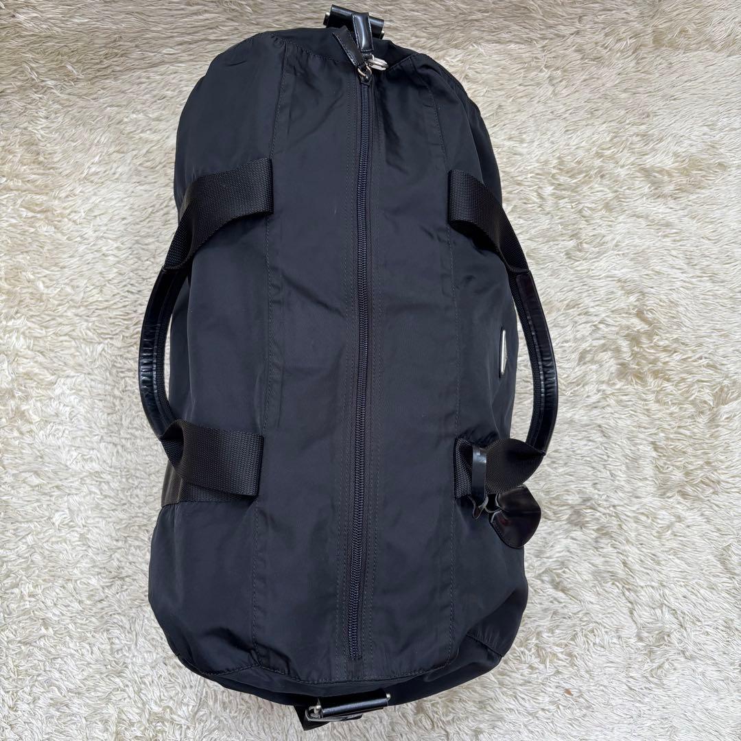 PRADA プラダ 2way ボストンバッグ ナイロン×レザー 黒　鍵付き