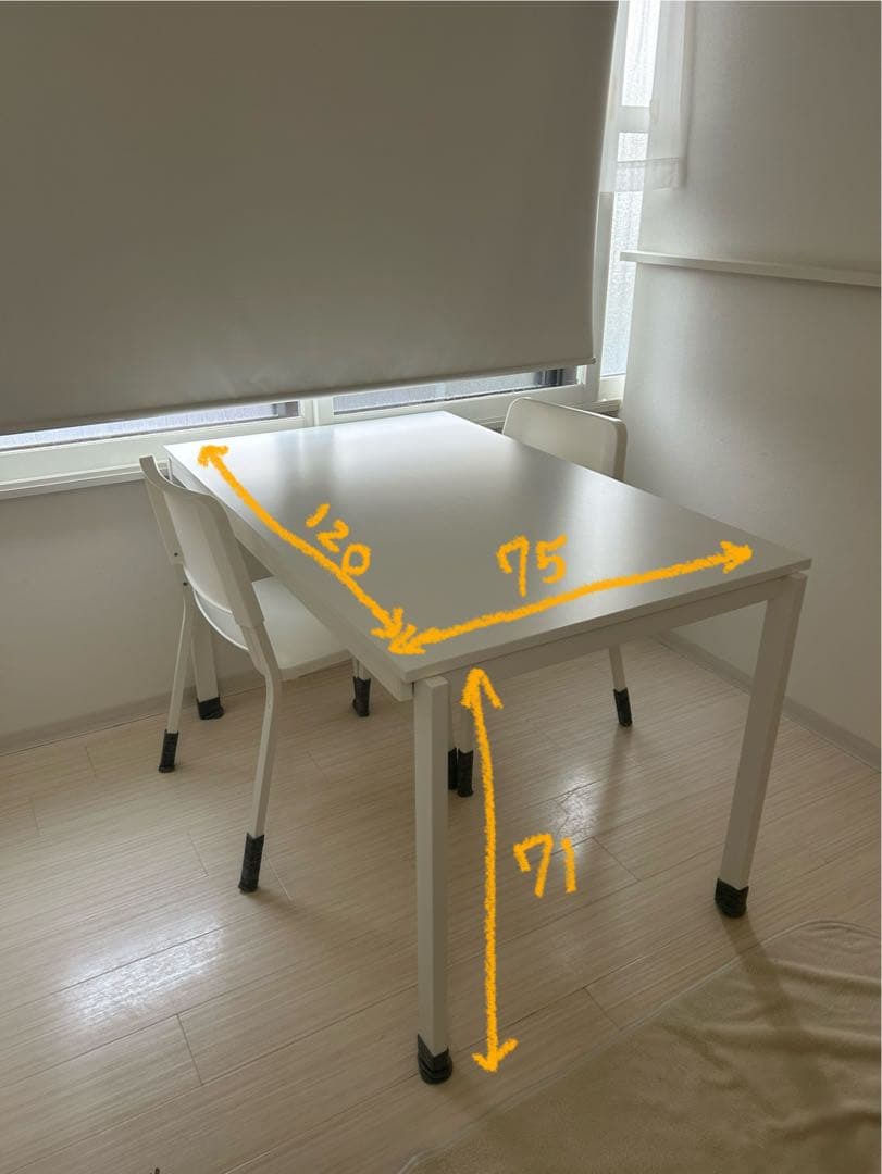 延長可　ダイニングテーブル　イス2脚セットも可能です　手渡し相談可能！