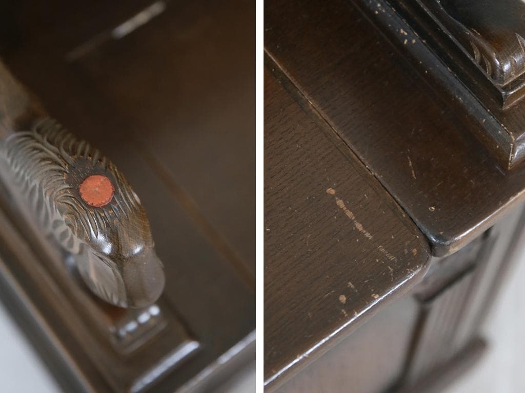 英国アンティーク木製モンクスベンチ/椅子イスチェア/収納机テーブル(88-119