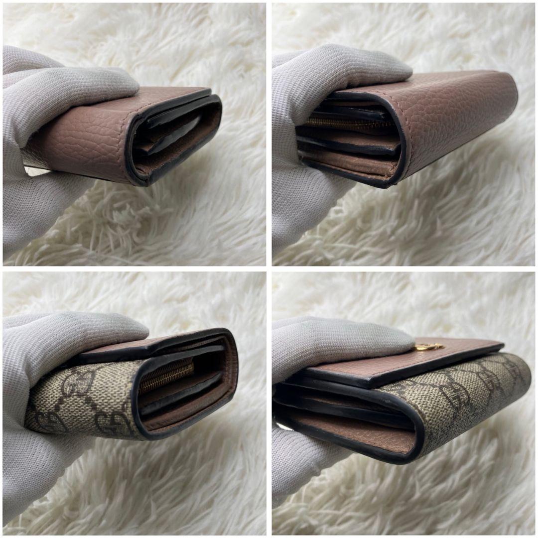 極美✨GUCCI 二つ折り財布 GG マーモント レザー ベージュ