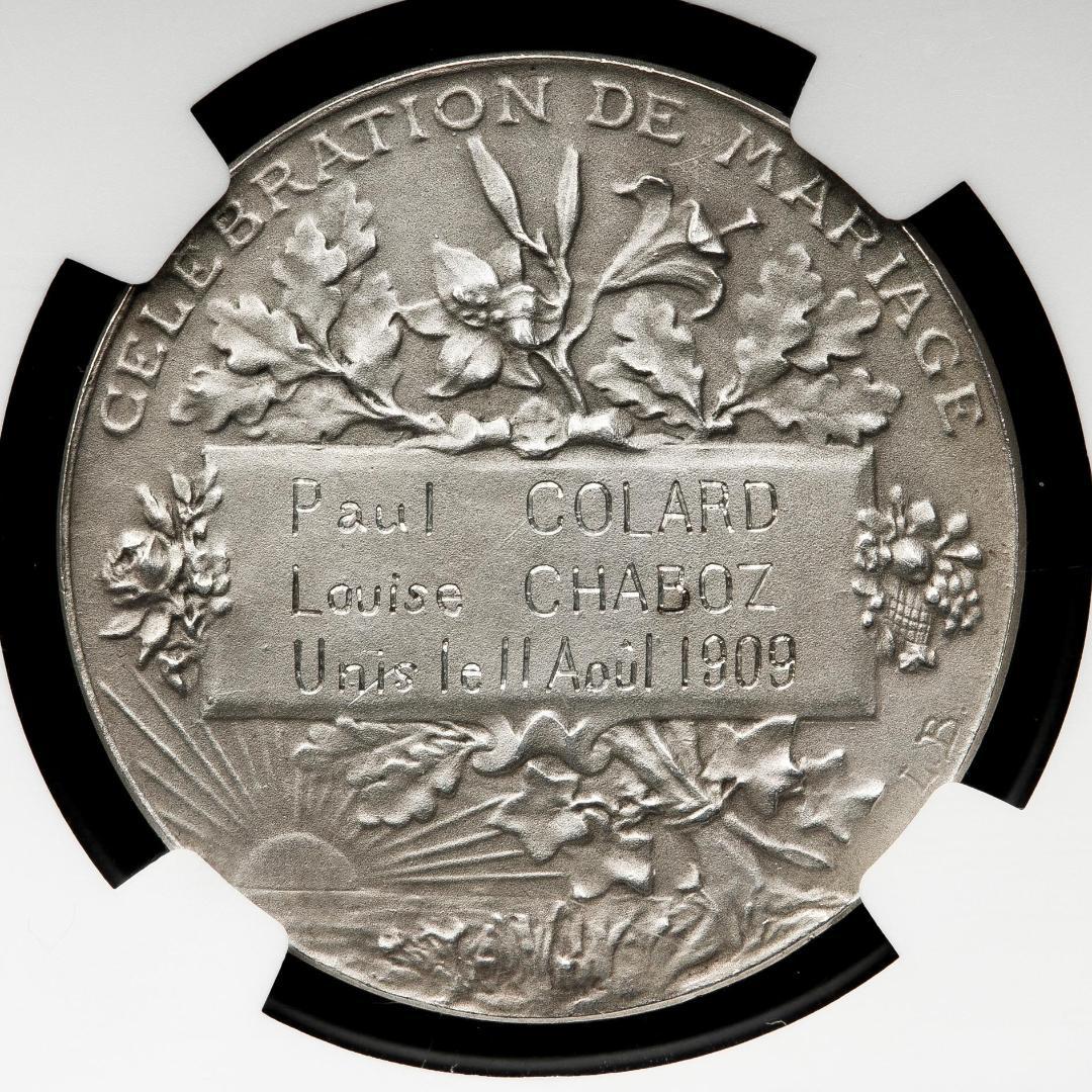 極美品　NGC-MS63　フランス　第三共和政　1909 銀貨