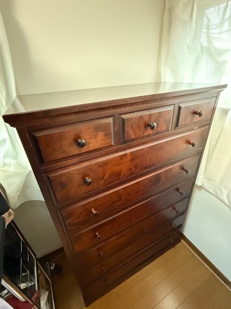 ⚠️sakana出品ダークブラウン木製タンス 7引き出し天然木古潭民芸⚠️