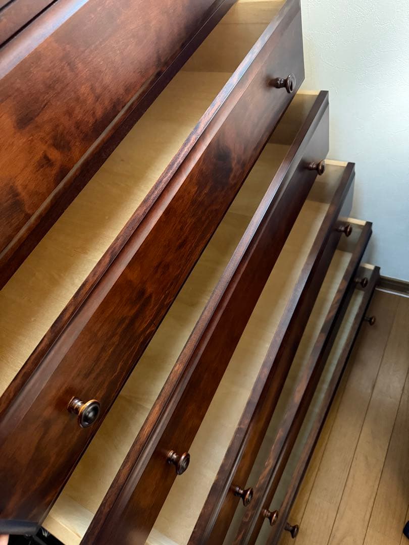 ⚠️sakana出品ダークブラウン木製タンス 7引き出し天然木古潭民芸⚠️