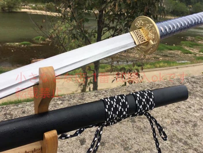 【ブラック】長尺 武具　刀装具　日本刀　模造刀 居合刀 鑑賞 手鍛造打 武蔵
