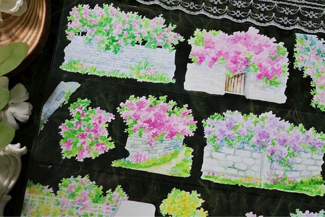 海外マスキングテープ巻売り 花壇 フラワー 風景マスキングテープ 806