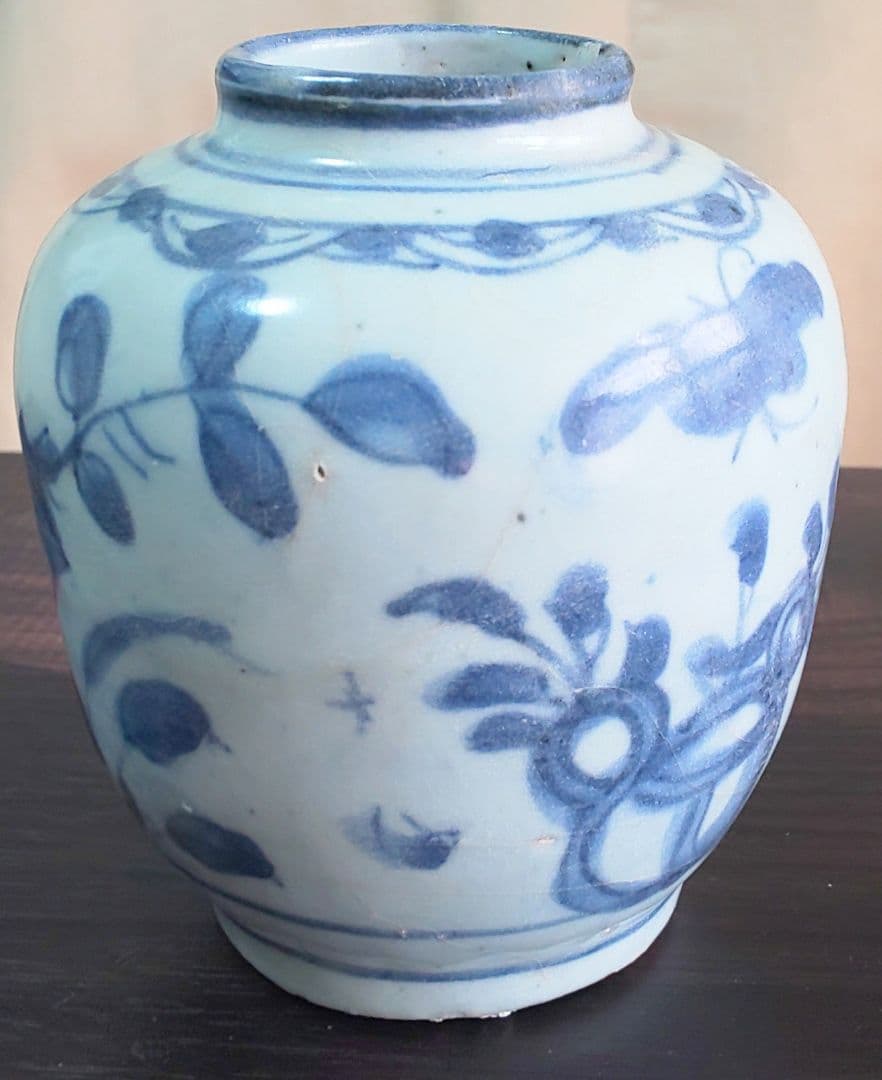 中国美術 明時代 白磁 漳州磁器壺 染付花蝶模様 陶磁器 茶壺