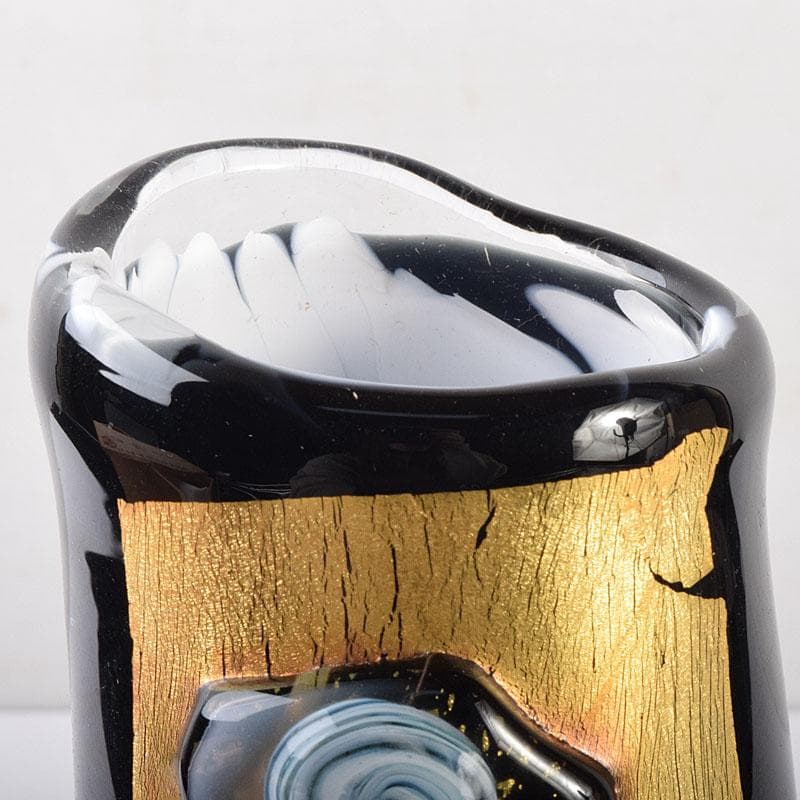 カメイガラス　亀井協一造　硝子花器　共箱　M　7045