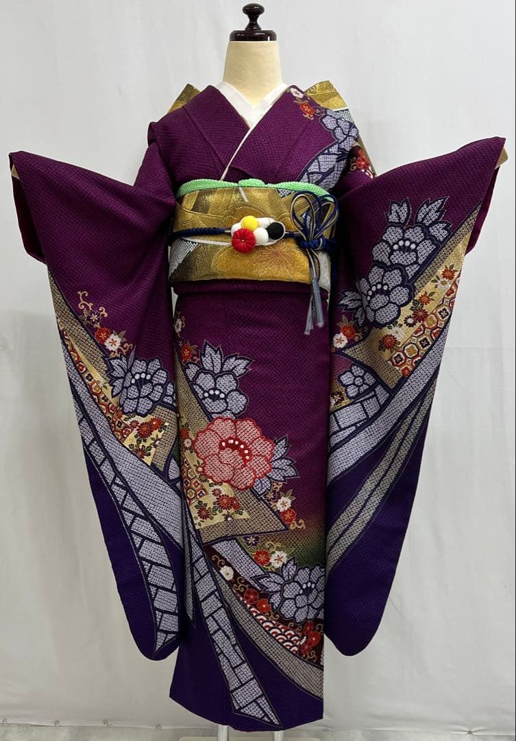 豪華　総絞り　振り袖　フルセット　別誂長襦袢付　成人式　金彩加工　刺繍入　702