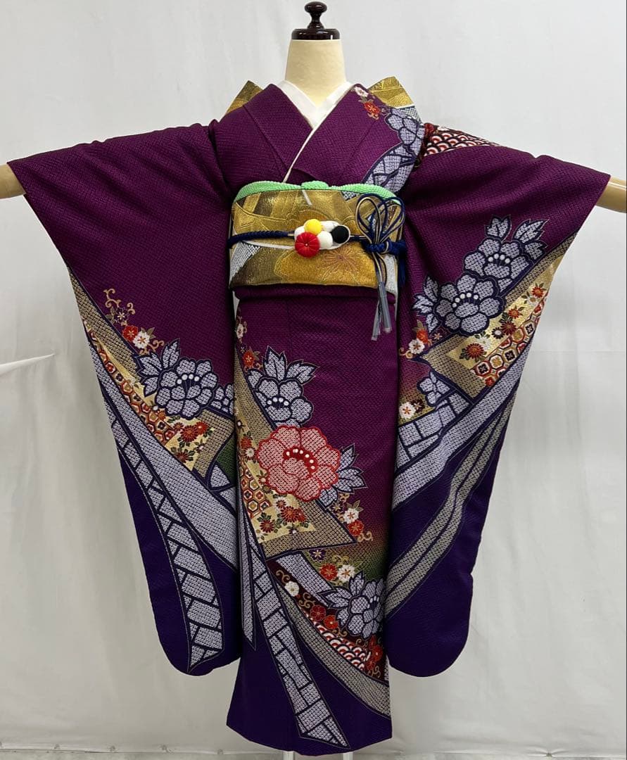 豪華　総絞り　振り袖　フルセット　別誂長襦袢付　成人式　金彩加工　刺繍入　702