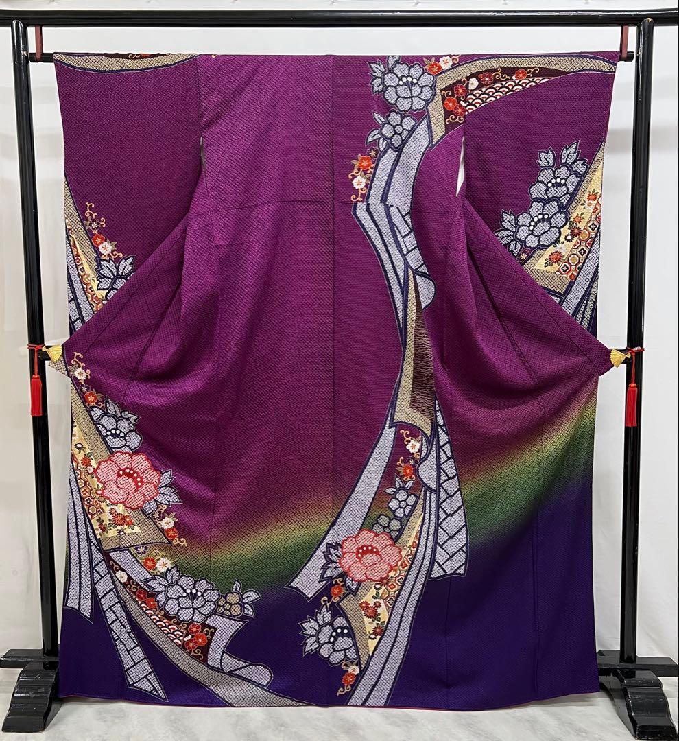 豪華　総絞り　振り袖　フルセット　別誂長襦袢付　成人式　金彩加工　刺繍入　702