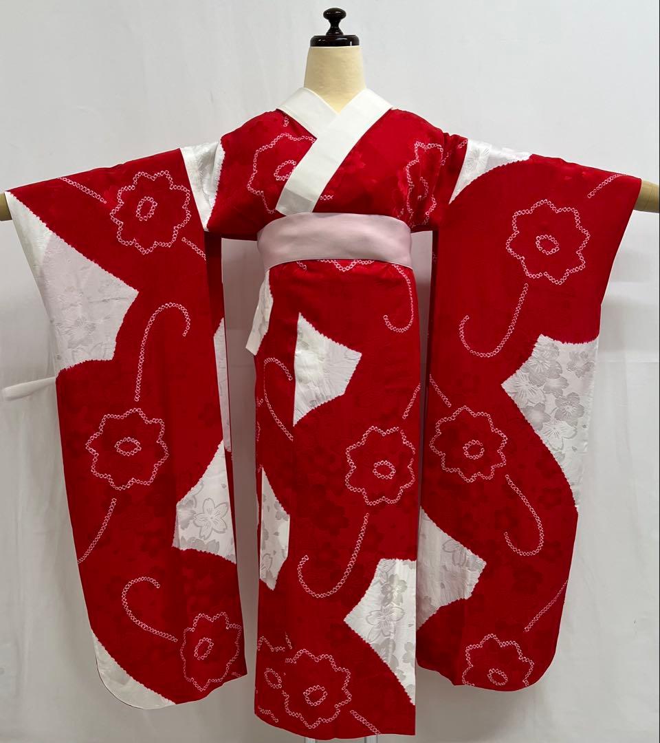 豪華　総絞り　振り袖　フルセット　別誂長襦袢付　成人式　金彩加工　刺繍入　702