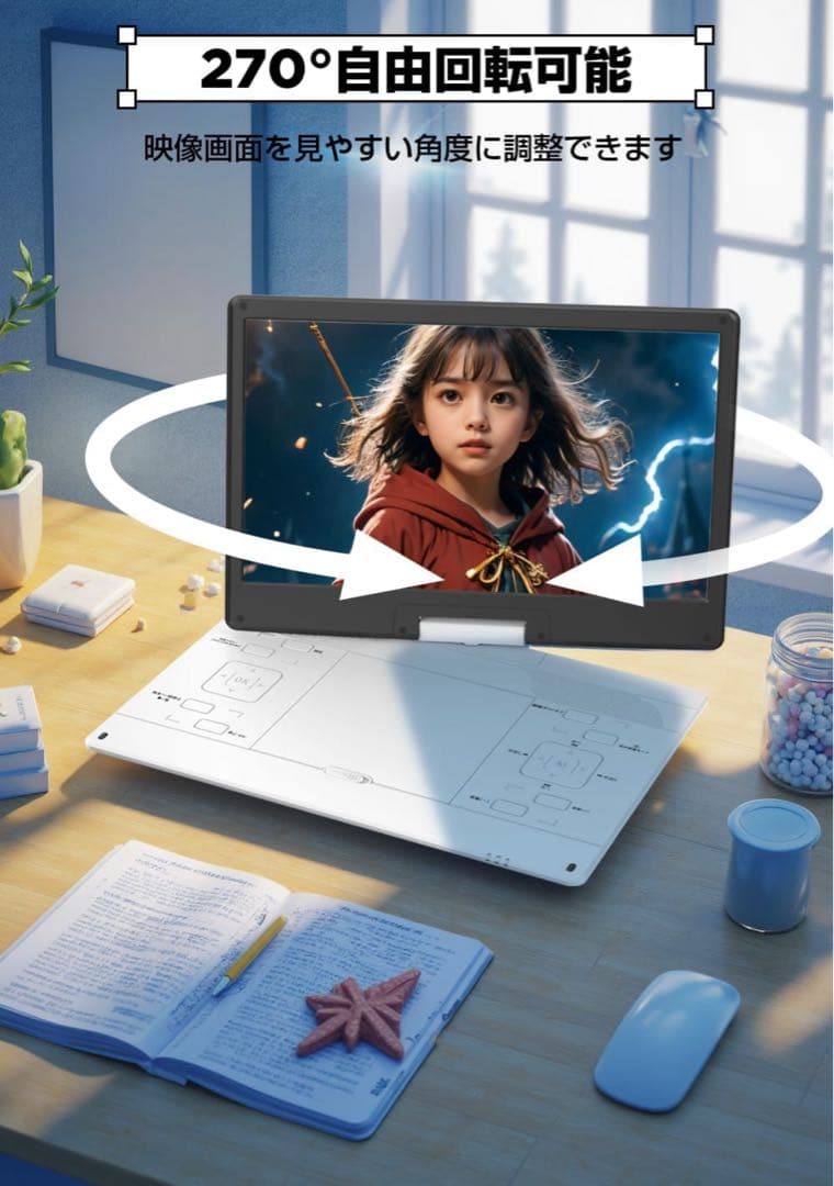 ポータブルDVDプレーヤー 超大画面 目の保護モード搭載 15.6インチ液晶