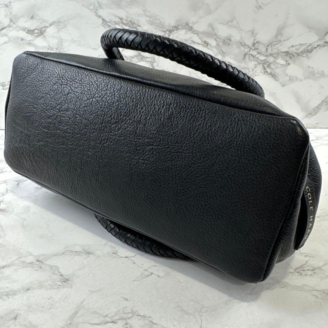 COLEHAAN コールハーン 本革 レザー ハンドバッグ 黒ブラック金ゴールド