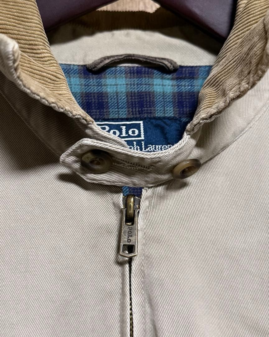 ポロ ラルフローレン ベージュ スウィングトップ Mサイズ 襟コーズ コットン