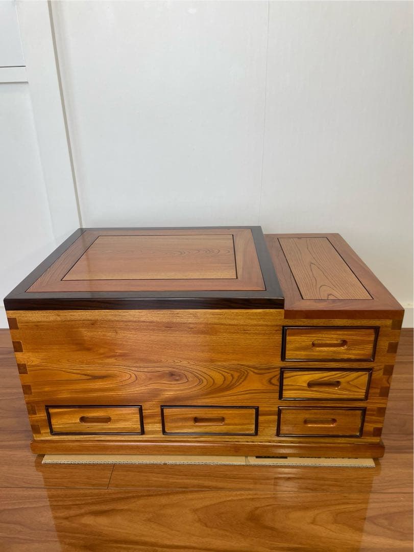 本日削除 高級 総欅ケヤキ無垢 関東長火鉢 特大サイズ 豪華フルセット 備長炭