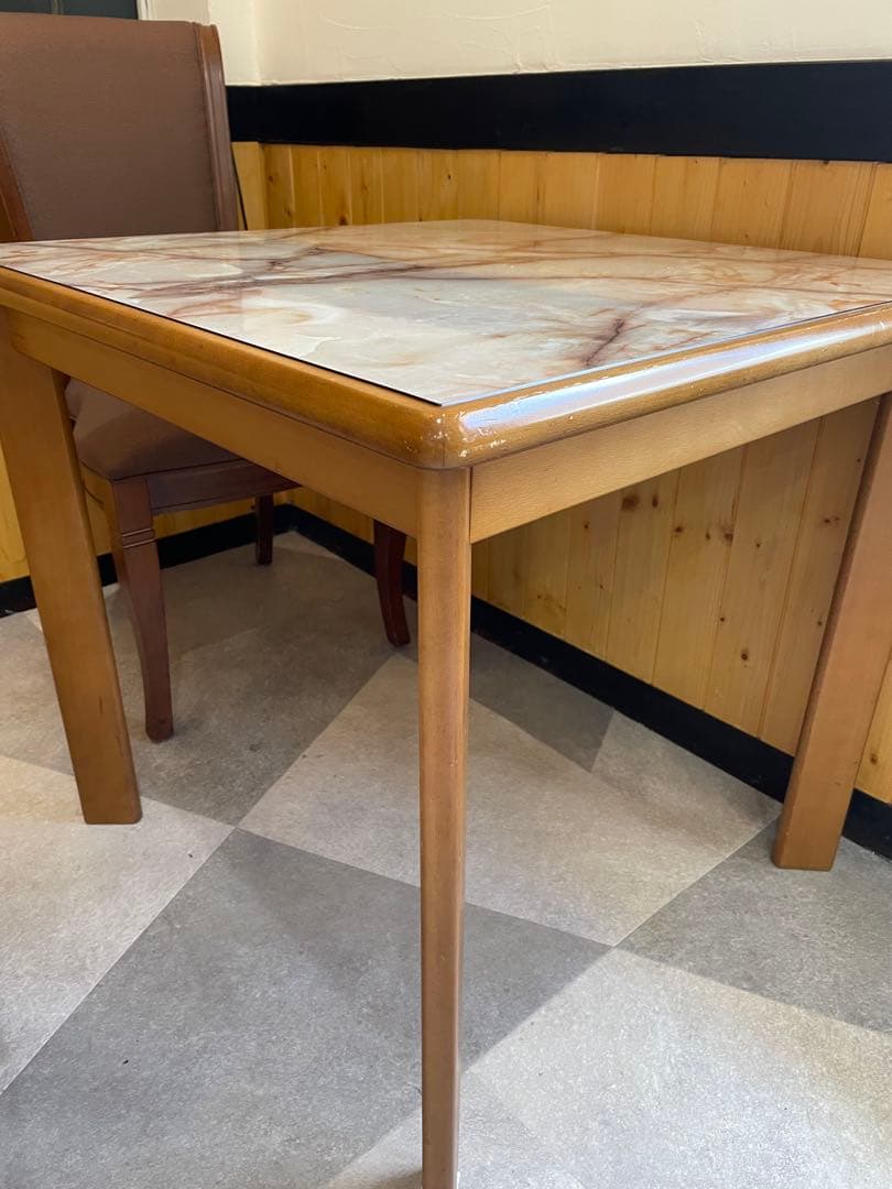 【9/6まで最終値下げ★】木製フレーム 大理石調テーブル☆