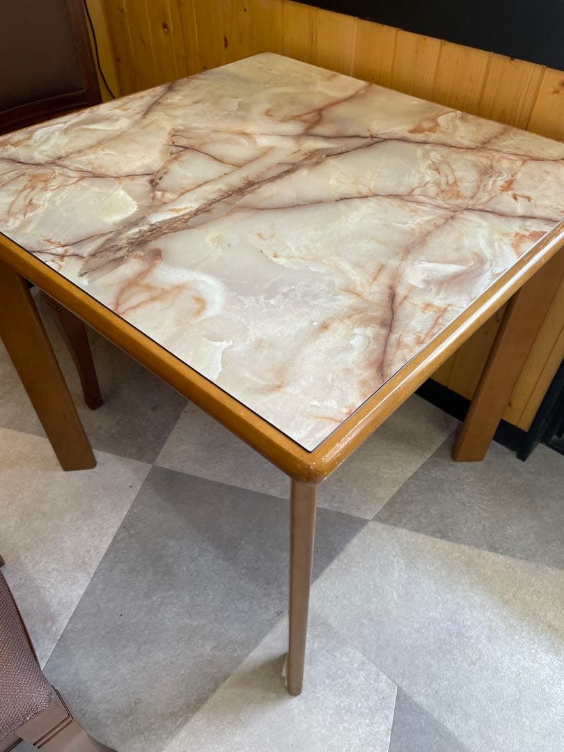 【9/6まで最終値下げ★】木製フレーム 大理石調テーブル☆