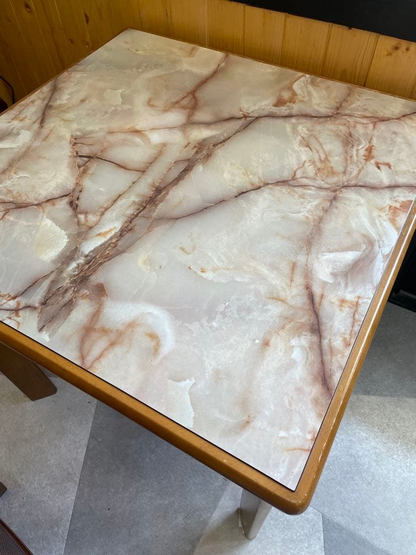 【9/6まで最終値下げ★】木製フレーム 大理石調テーブル☆
