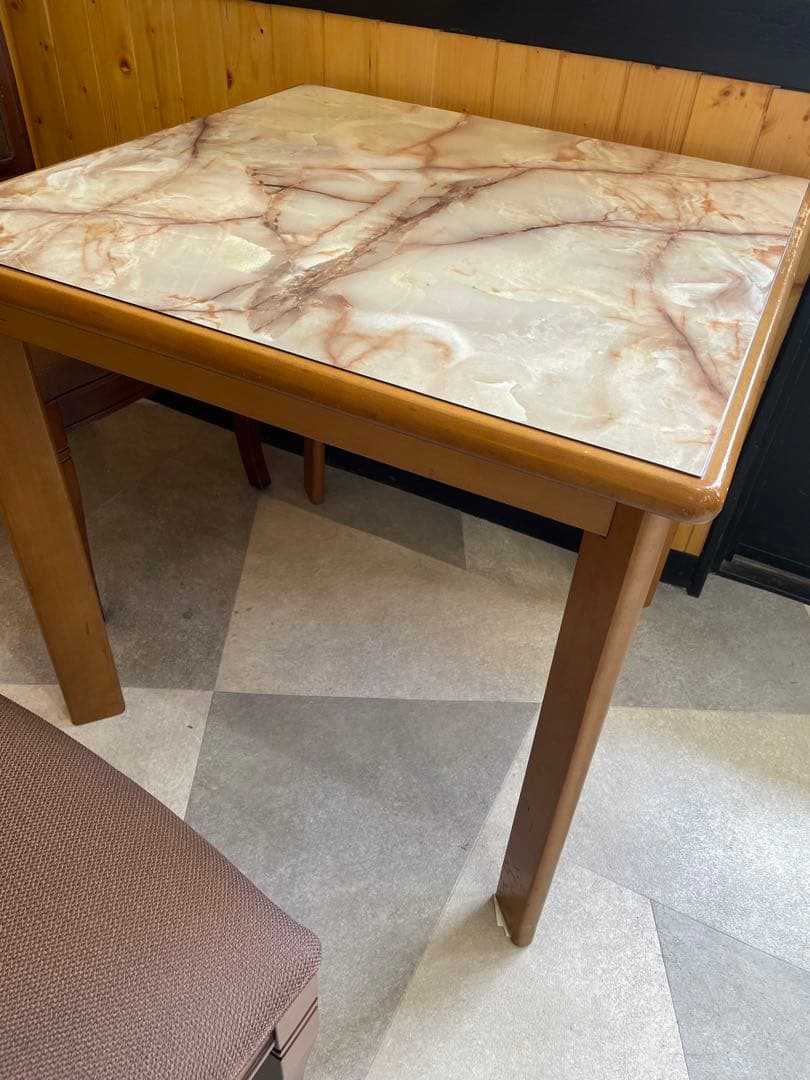 【9/6まで最終値下げ★】木製フレーム 大理石調テーブル☆
