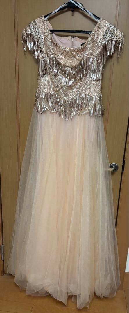 TADASHI SHOJI チュール　ロングドレス　サイズ6 ベージュ系