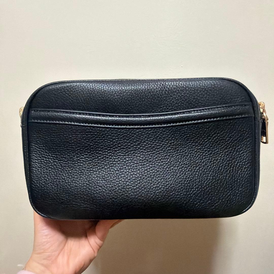 未使用品コーチ Wファスナー カメラバッグ ショルダーバッグ ホースロゴ シボ革