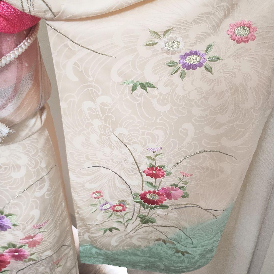 成人式正絹振袖フルセット　薄ピンク　刺繍　豪華　　上品　長襦袢