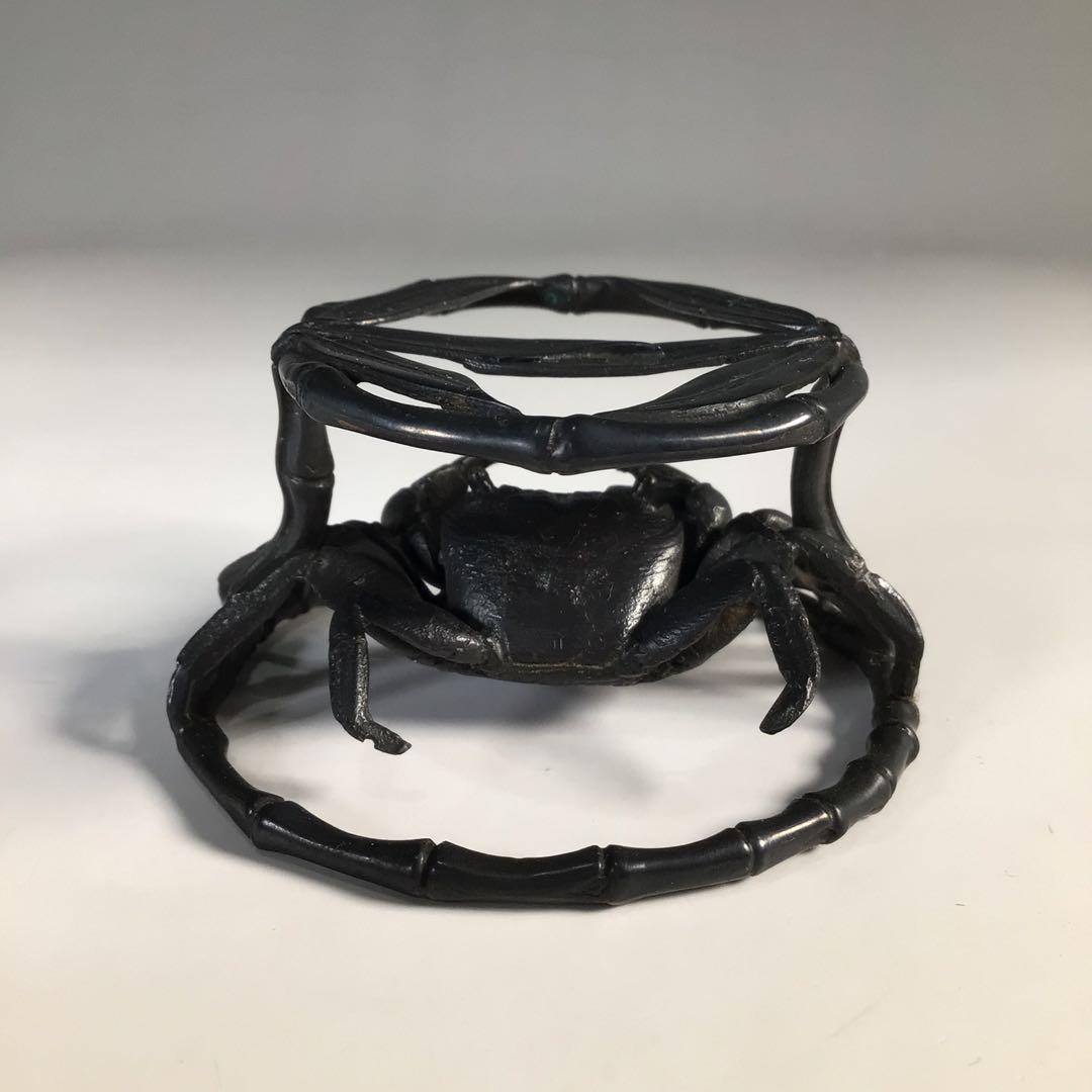 Ｍ５７７　蓋置　『一ノ瀬宗辰造』『砂張』『笹蟹蓋置』　共箱　茶道具