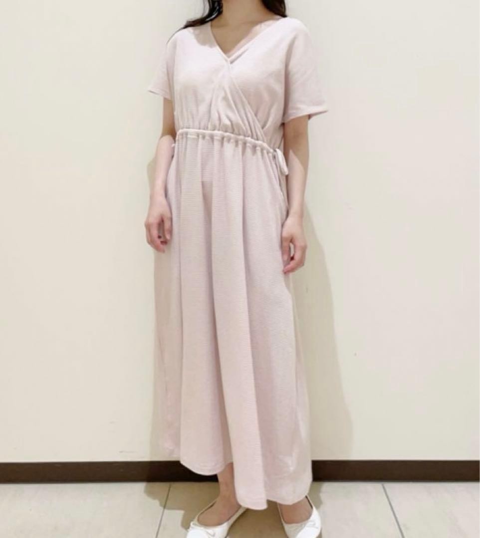 ジェラートピケ　マタニティワッフルテレコドレス　マタニティーワンピース　妊婦授乳