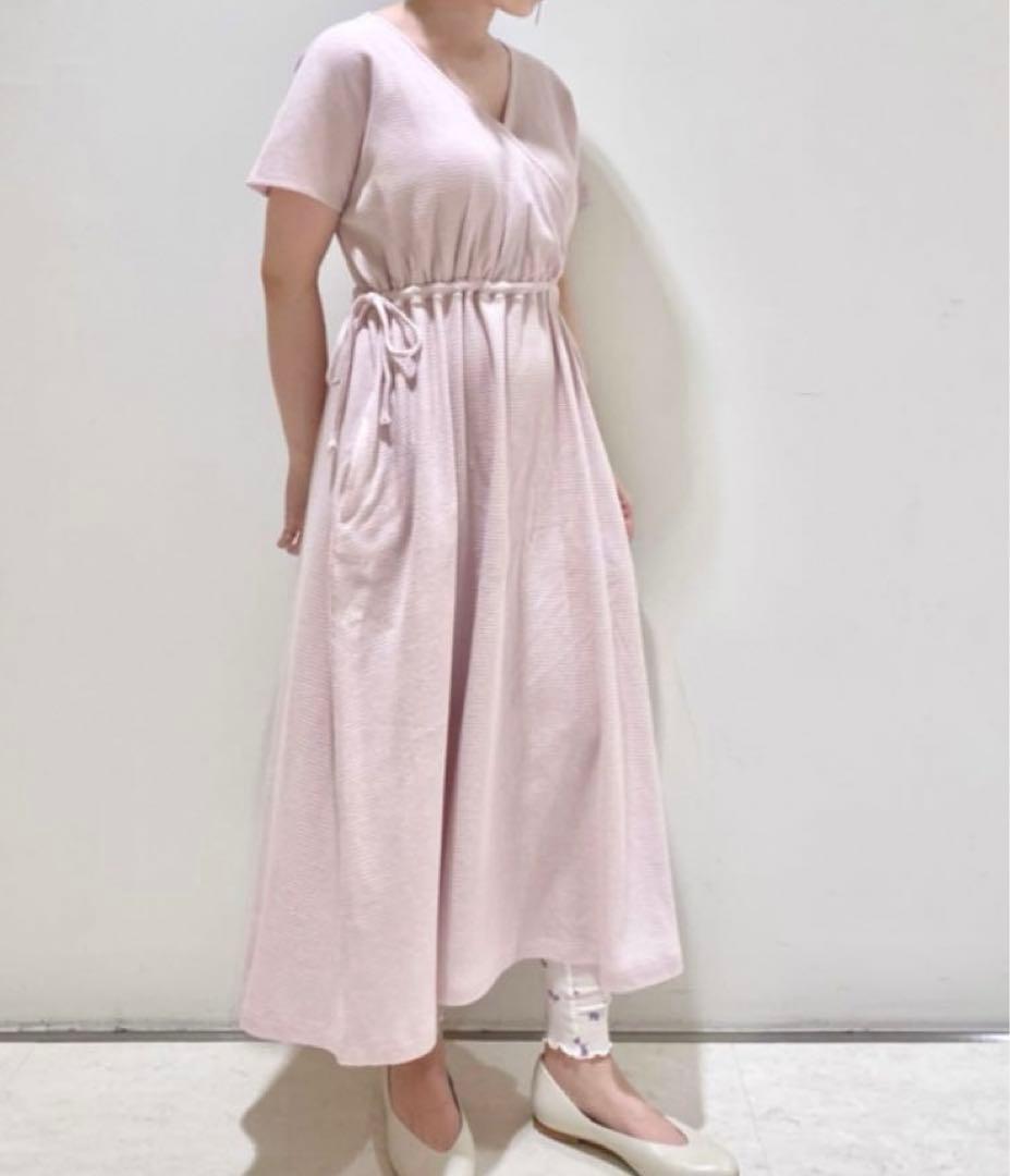 ジェラートピケ　マタニティワッフルテレコドレス　マタニティーワンピース　妊婦授乳