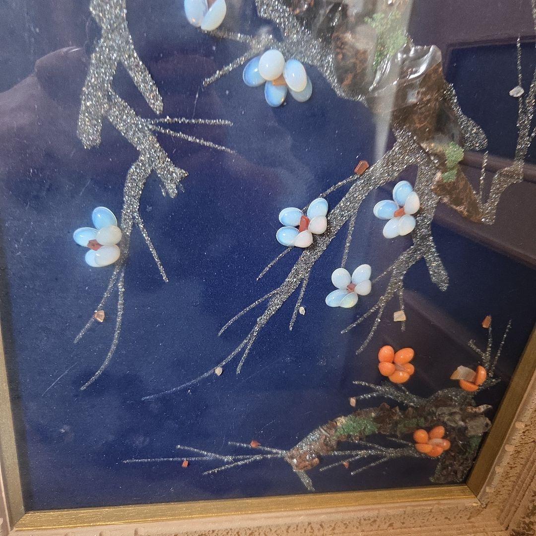 【美品】花と枝の装飾アート作品