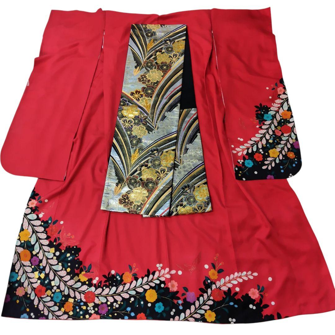 振袖フルセット(7点)・成人式・辻ヶ花・金彩加工・高級手縫・モダン・正絹・逸品