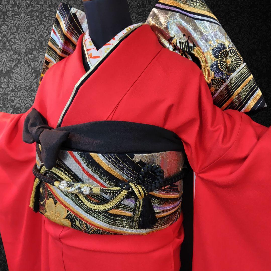 振袖フルセット(7点)・成人式・辻ヶ花・金彩加工・高級手縫・モダン・正絹・逸品