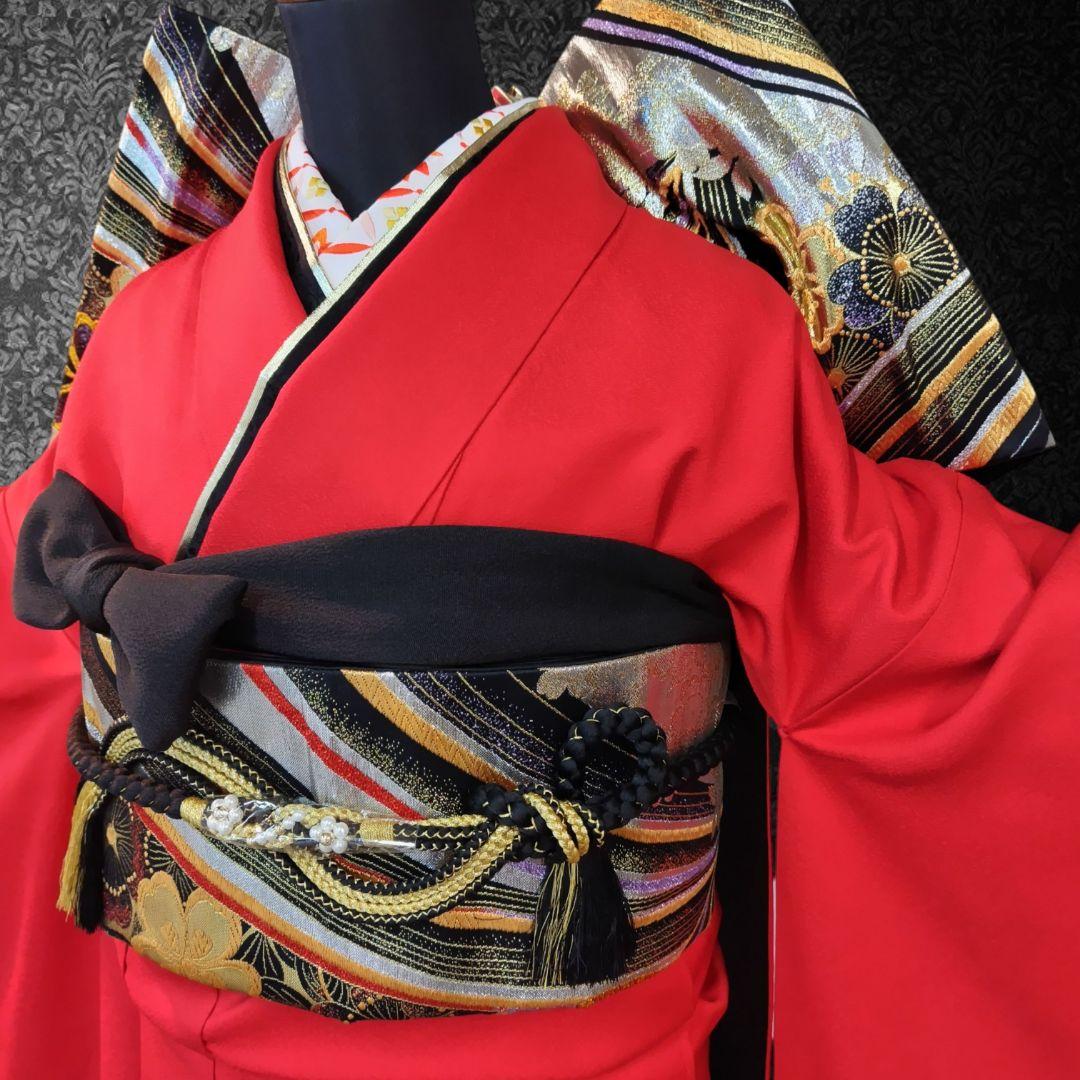 振袖フルセット(7点)・成人式・辻ヶ花・金彩加工・高級手縫・モダン・正絹・逸品