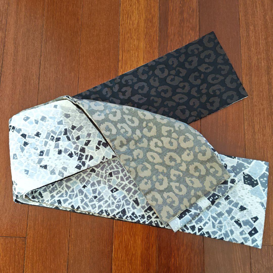 ろっこや 半幅帯 モザイクレース レオパード リバーシブル