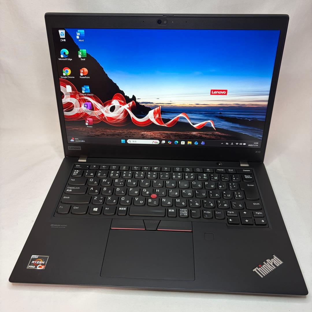 美品 ThinkPad X13 Ryzen5 16GB 13.3型 バッテリー良