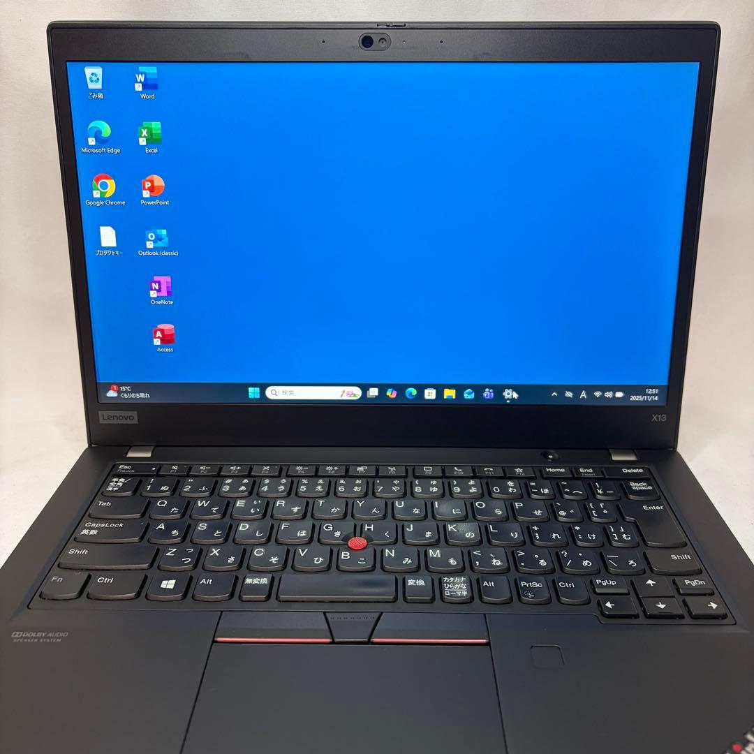 美品 ThinkPad X13 Ryzen5 16GB 13.3型 バッテリー良
