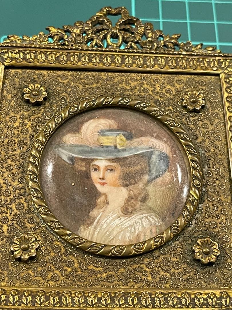 アンティーク アメリカン ミニアチュール 絵画 額装品 陶板画 美術品 USA