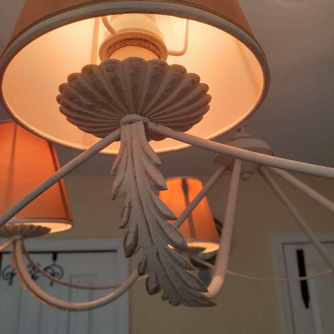 シャンデリア アイアン ホワイト 5灯 欧風 南欧風　フランス製