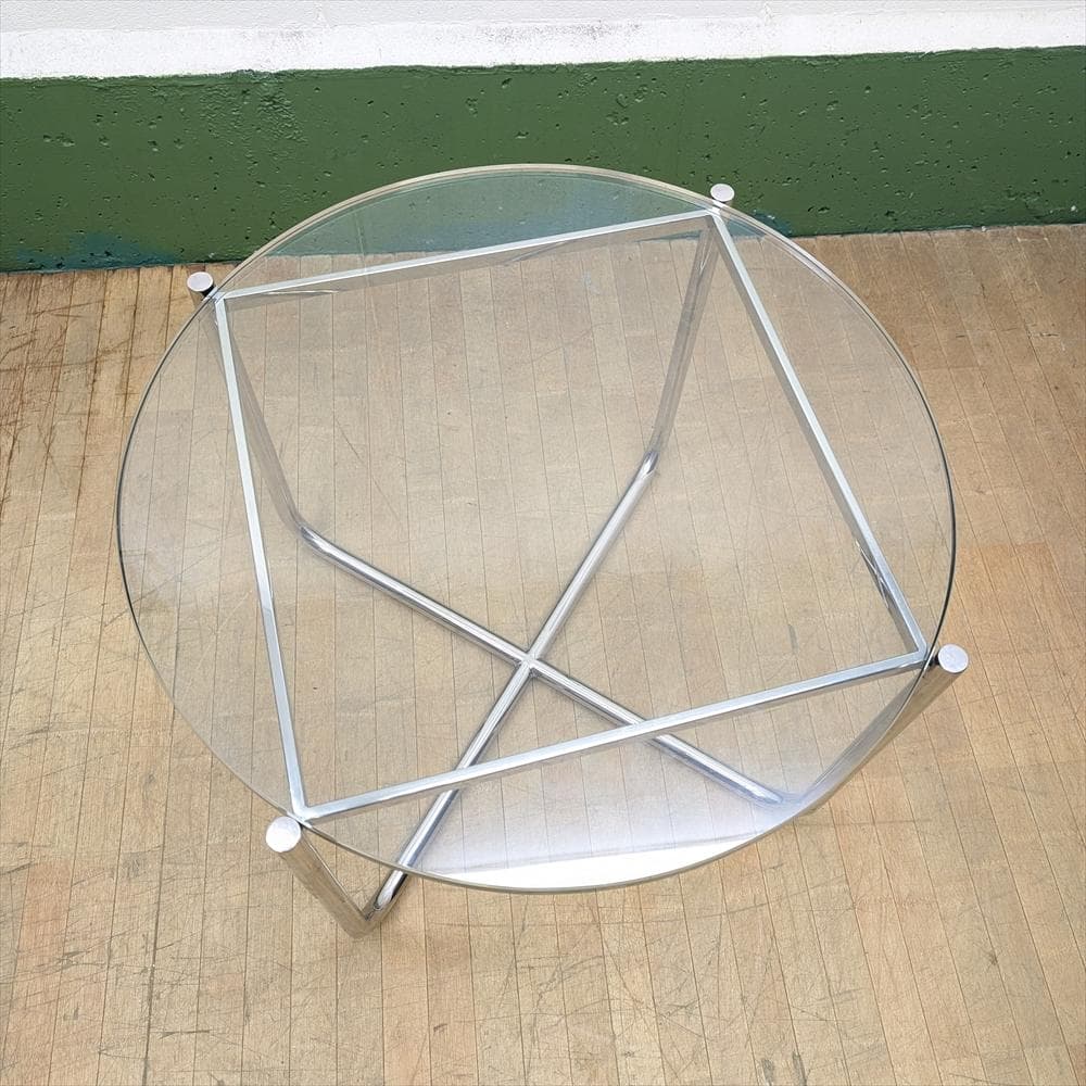 美品　デザイナーズ　カフェテーブル　ガラステーブル　サイドテーブル　リプロダクト