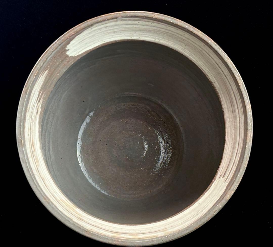 茶道具【宝寿】銘 刷毛目 水屋瓶（大）杉割蓋付 R811102