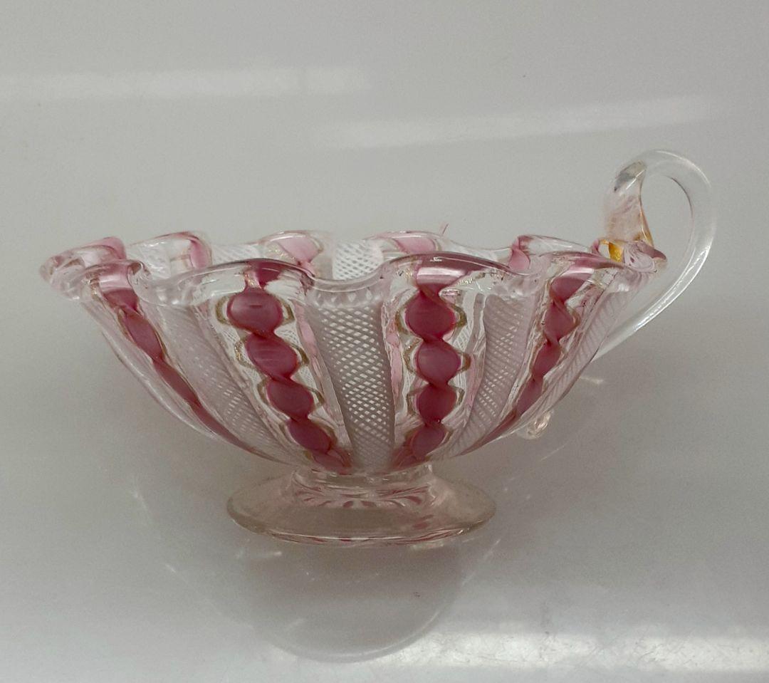 MURANO ムラノ 金彩 ピンク リボン レース デザート カップ