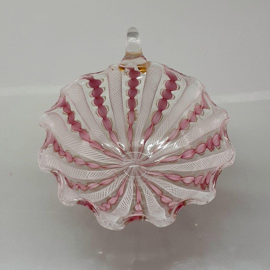 MURANO ムラノ 金彩 ピンク リボン レース デザート カップ