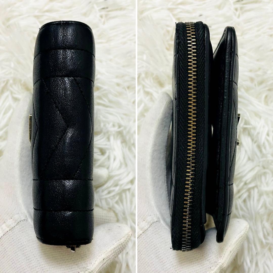 極美✨サンローラン 二つ折り財布 カサンドラ キルティング レザー 黒