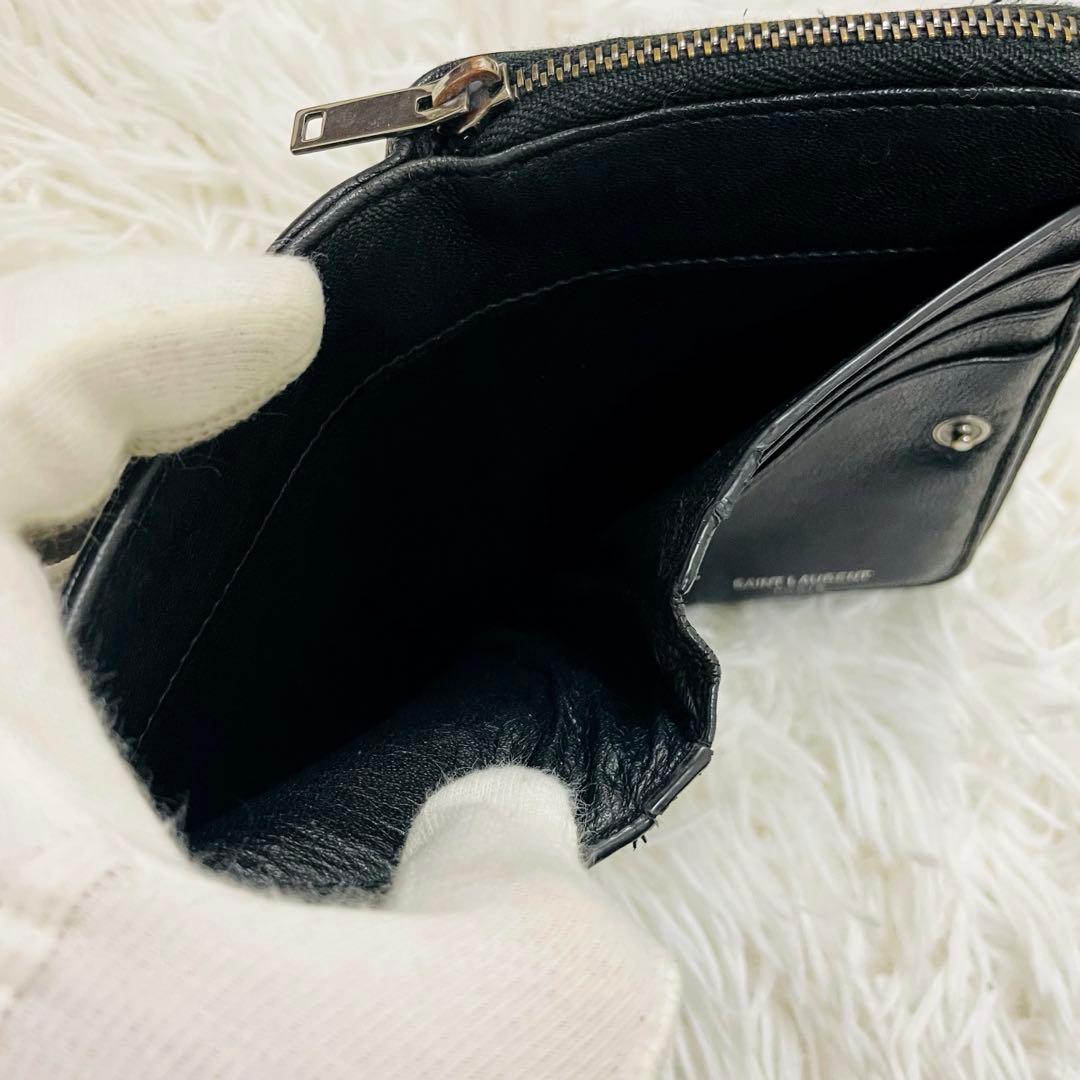 極美✨サンローラン 二つ折り財布 カサンドラ キルティング レザー 黒