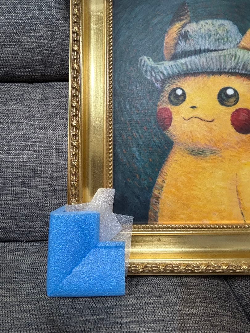 ゴッホピカチュウ　キャンバスアート　希少　金枠　Mサイズ　65cm✖️50cm